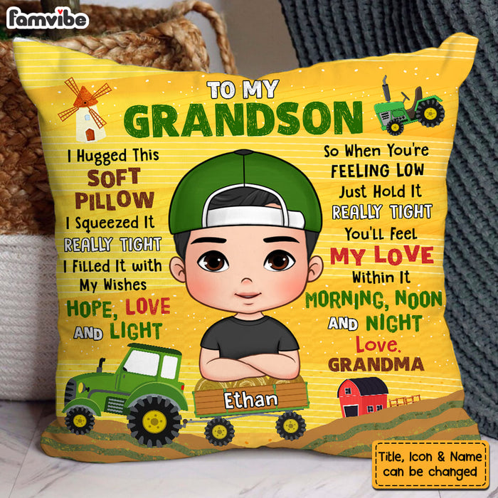 Personalized Gift For Grandson To My Grandson Tractor Theme Pillow 30846 1