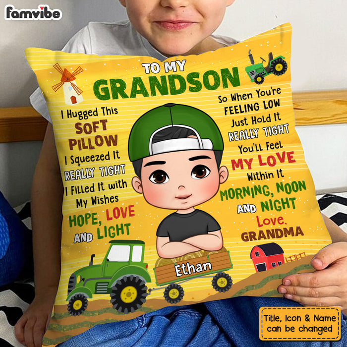 Personalized Gift For Grandson To My Grandson Tractor Theme Pillow 30846 1