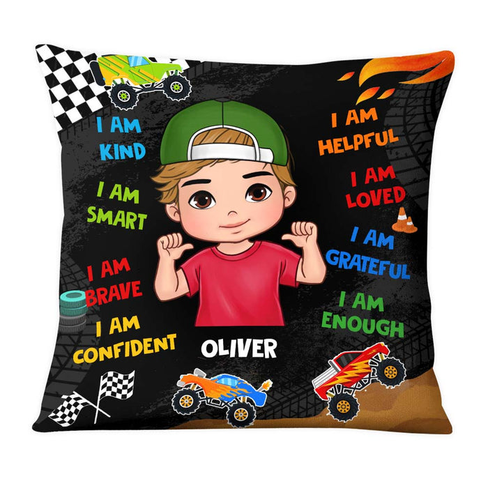 Personalized Gift For Grandson Affirmation Monster Truck Pillow 30865 1