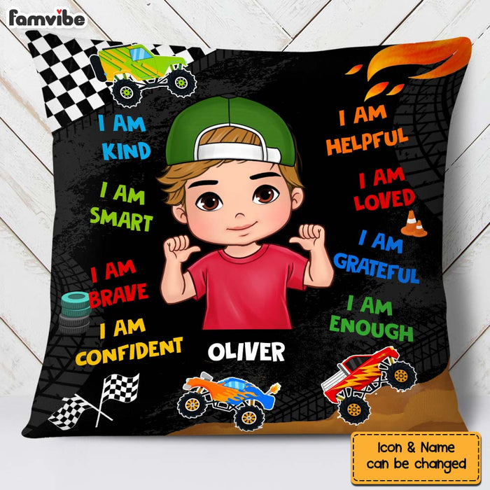 Personalized Gift For Grandson Affirmation Monster Truck Pillow 30865 1