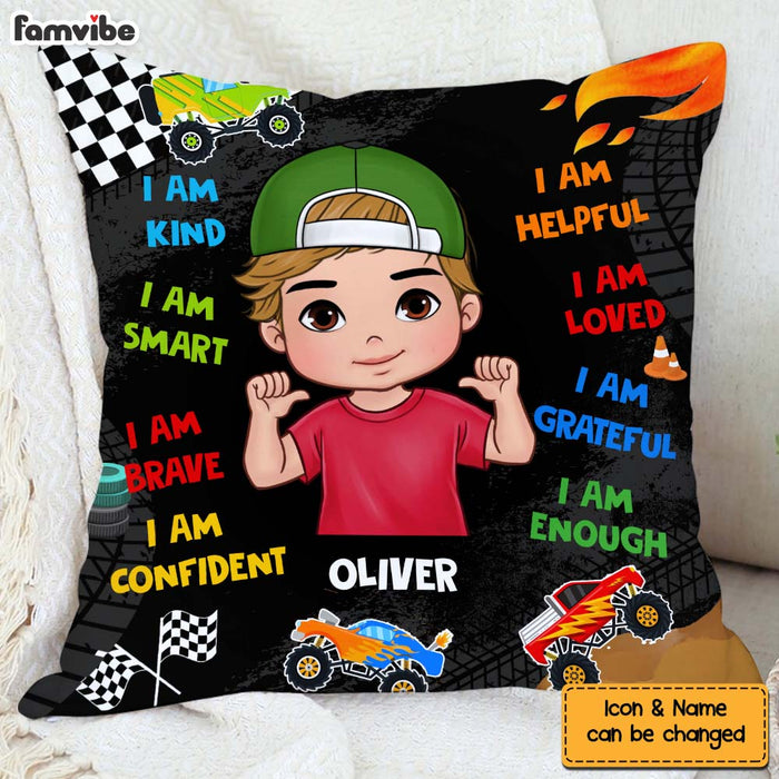 Personalized Gift For Grandson Affirmation Monster Truck Pillow 30865 1