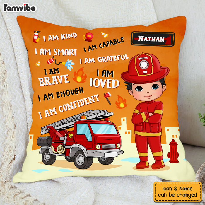 Personalized Gift For Grandson I Am Kind Firefighter Pillow 30873 1