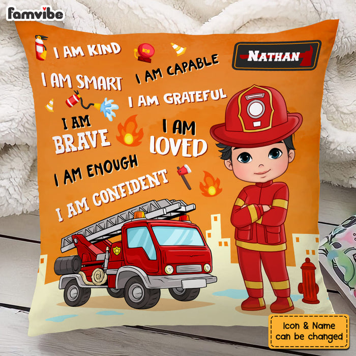 Personalized Gift For Grandson I Am Kind Firefighter Pillow 30873 1