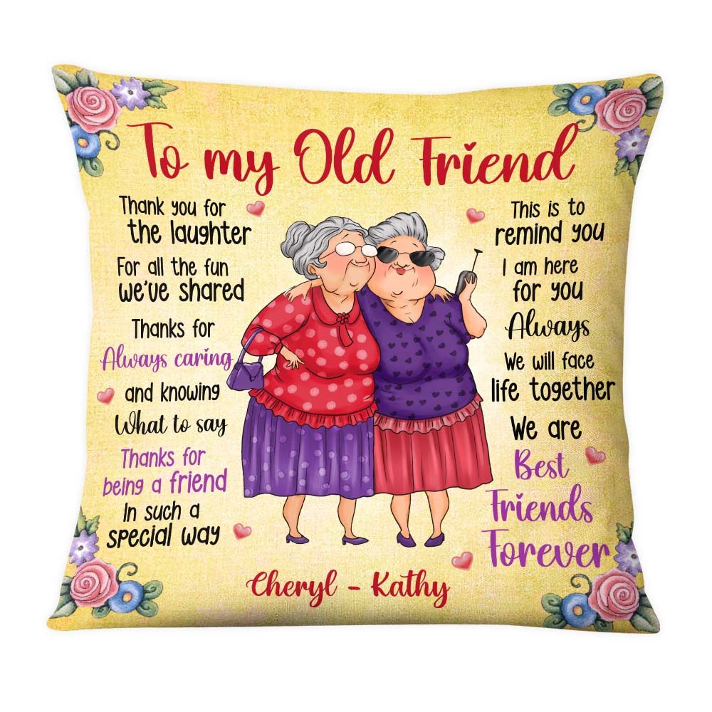 Personalized Gift For Old Friends Thank You For The Laughter Pillow 30897 Primary Mockup