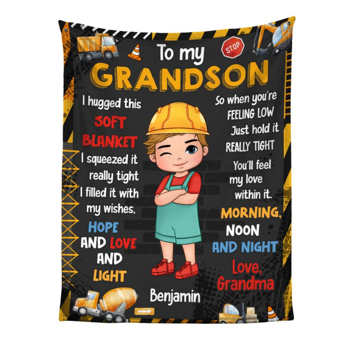 Personalized Gift For Grandson Construction Hug This Blanket 30919 1