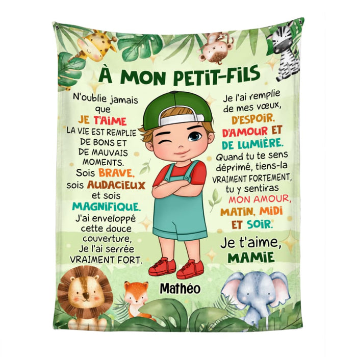 Personalized Gift For Grandson French Woodland Animals Blanket 30925 1