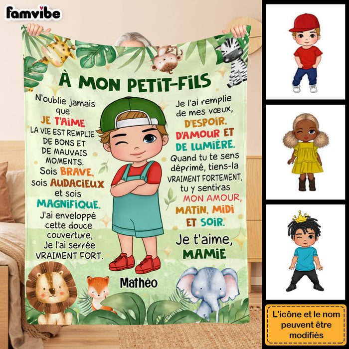 Personalized Gift For Grandson French Woodland Animals Blanket 30925 1