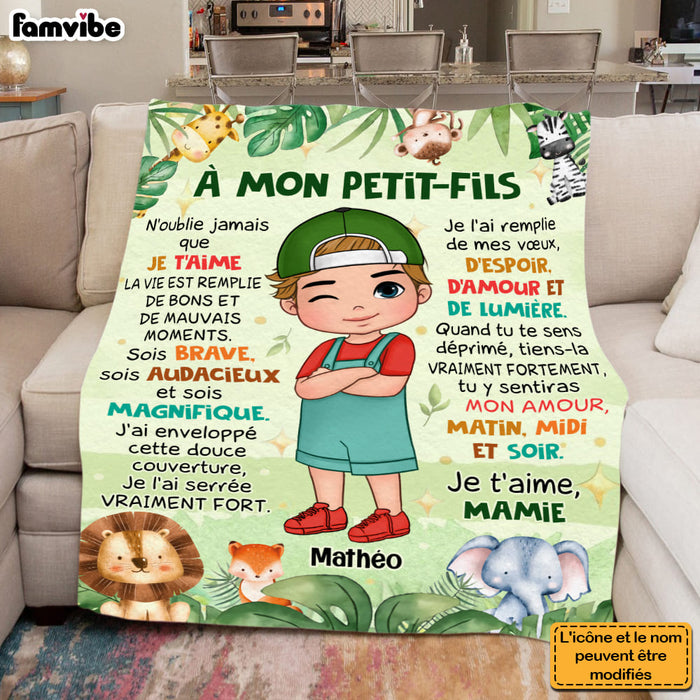 Personalized Gift For Grandson French Woodland Animals Blanket 30925 1