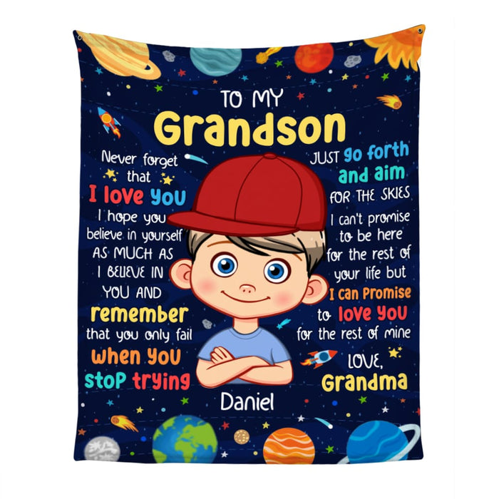 Personalized Gift For Grandson Aim For The Skies Blanket 30934 1
