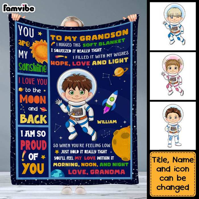 Personalized Gift For Grandson Outer Space Hug This Blanket 30935 1