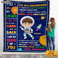 Personalized Gift For Grandson Outer Space Hug This Blanket 30935 thumb 1