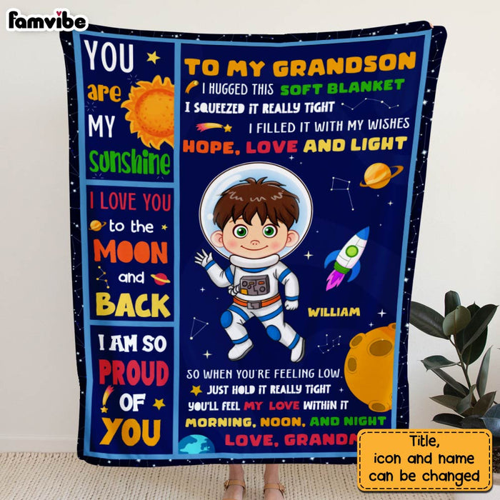 Personalized Gift For Grandson Outer Space Hug This Blanket 30935 1
