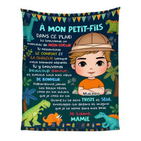 Personalized French Gift For Grandson À Mon Petit-fils Dinosaur Theme Blanket 30937 thumb 1