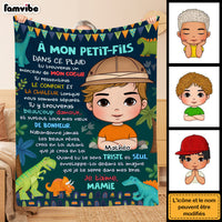 Personalized French Gift For Grandson À Mon Petit-fils Dinosaur Theme Blanket 30937 thumb 1