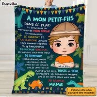 Personalized French Gift For Grandson À Mon Petit-fils Dinosaur Theme Blanket 30937 thumb 1