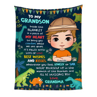 Personalized Gift For Grandson To My Grandson Dinosaur Theme Blanket 30992 thumb 1
