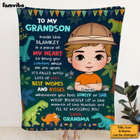 Personalized Gift For Grandson To My Grandson Dinosaur Theme Blanket 30992 thumb 1