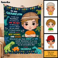 Personalized Gift For Grandson To My Grandson Dinosaur Theme Blanket 30992 thumb 1