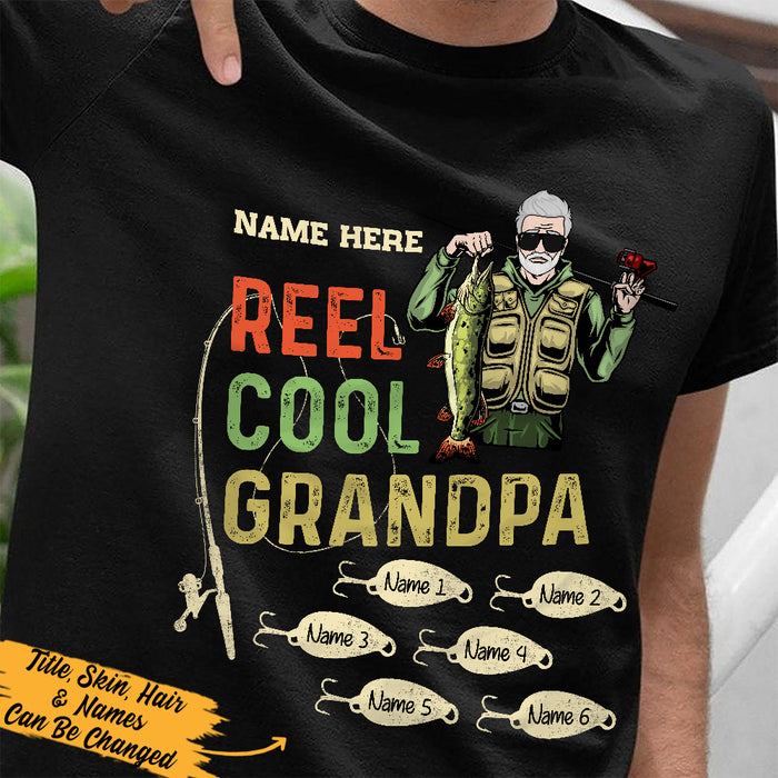 Personalized Fishing Reel Cool Dad Grandpa T Shirt MR182 65O36 - Famvibe