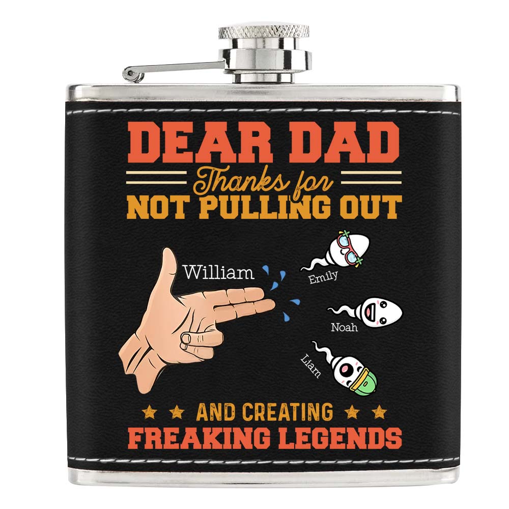 Gift For Dad Freaking Legends Leather Hip Flask 32264 Primary Mockup