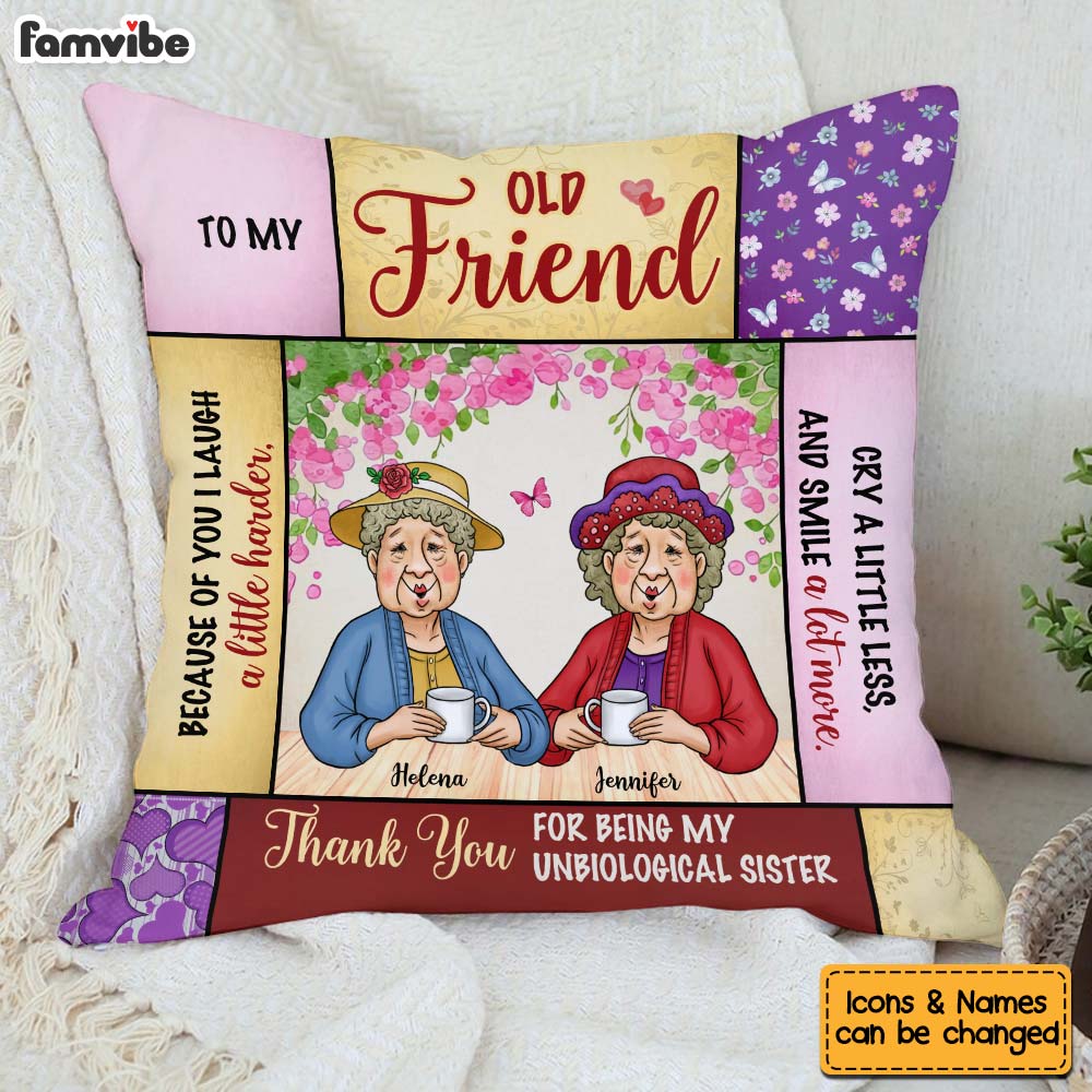 Personalized Friend Gift Thank You For Being My Unbiological Sister Pillow 31038 Primary Mockup