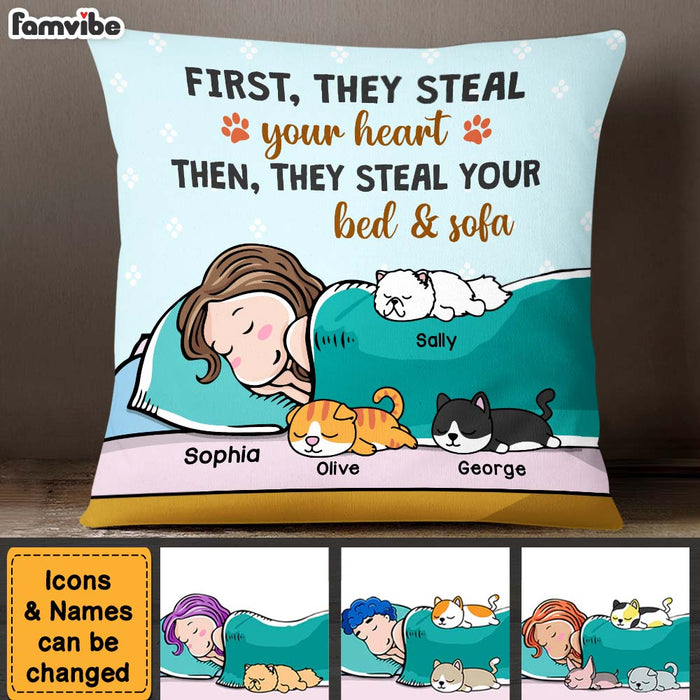 Personalized Gift For Cat Mom Cat Steal Your Bed Pillow 31069 1
