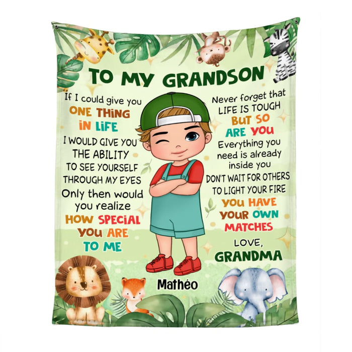 Personalized Gift For Grandson Woodland Animals Blanket 31090 1