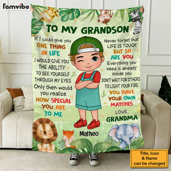 Personalized Gift For Grandson Woodland Animals Blanket 31090 1