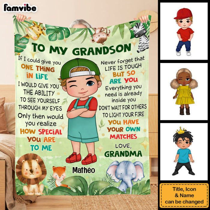 Personalized Gift For Grandson Woodland Animals Blanket 31090 1