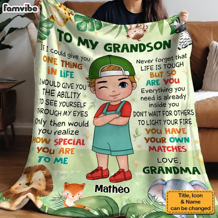 Personalized Gift For Grandson Woodland Animals Blanket 31090 1