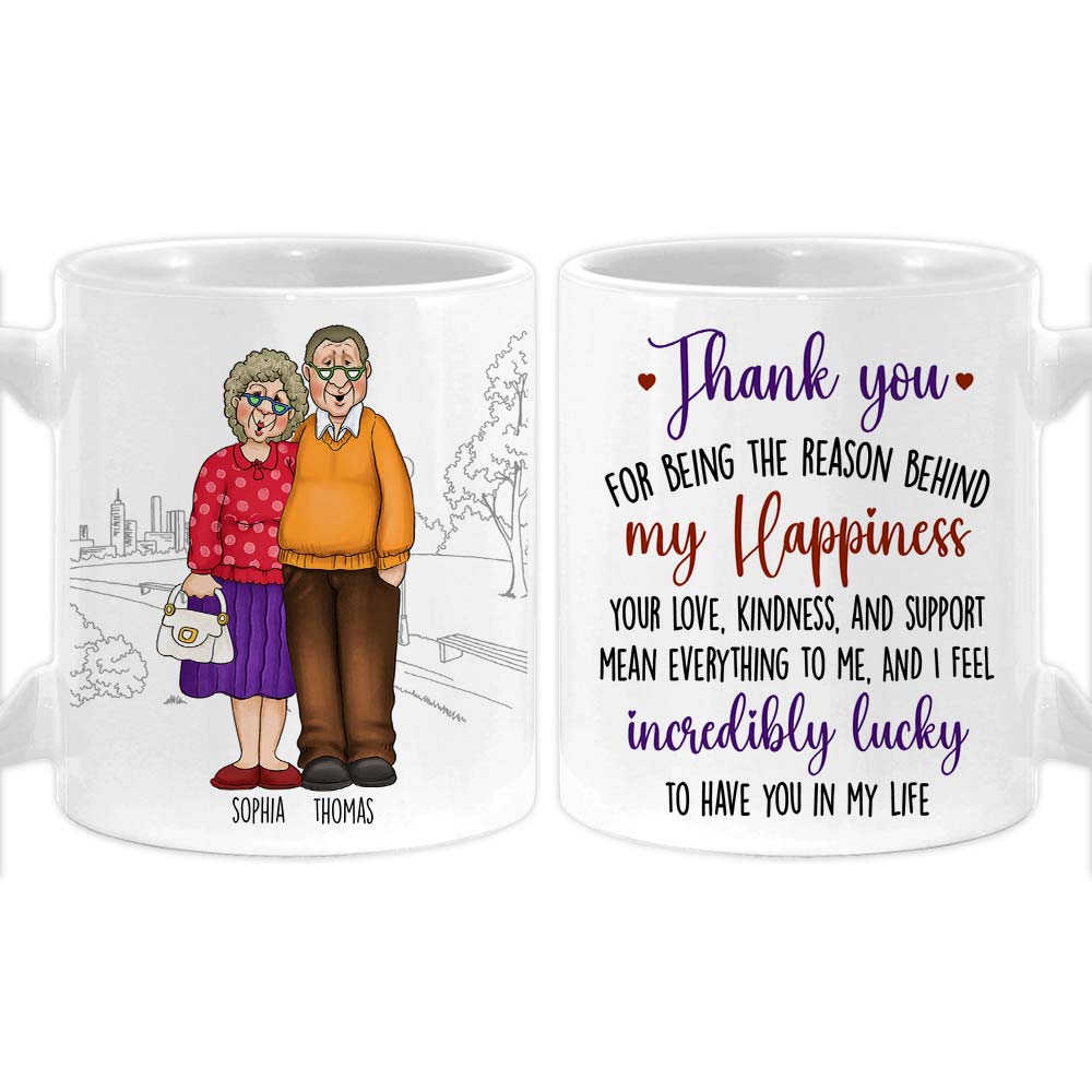 Personalized Couple Gift Thank You For Being The Reason Behind My Happiness Mug 31161 Primary Mockup