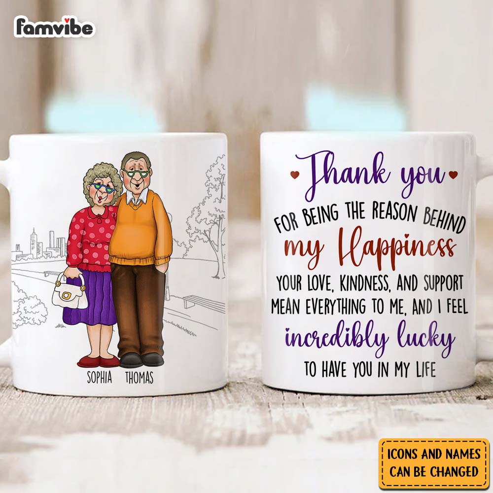 Personalized Couple Gift Thank You For Being The Reason Behind My Happiness Mug 31161 Primary Mockup