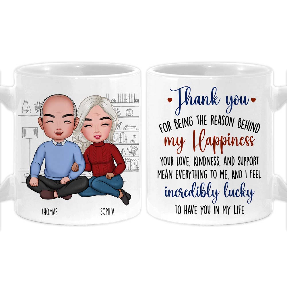 Personalized Couple Gift Thank You For Being The Reason Behind My Happiness Mug 31163 Primary Mockup