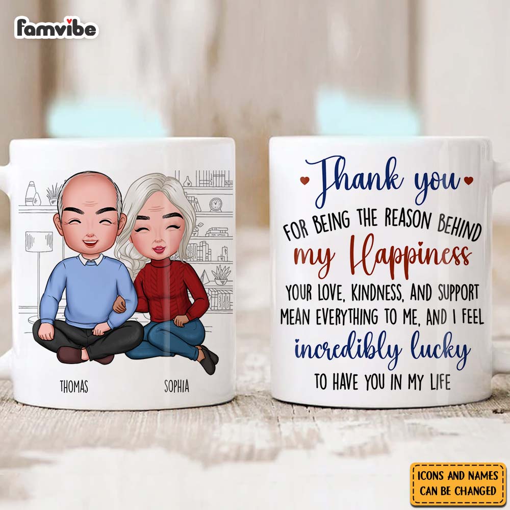 Personalized Couple Gift Thank You For Being The Reason Behind My Happiness Mug 31163 Primary Mockup