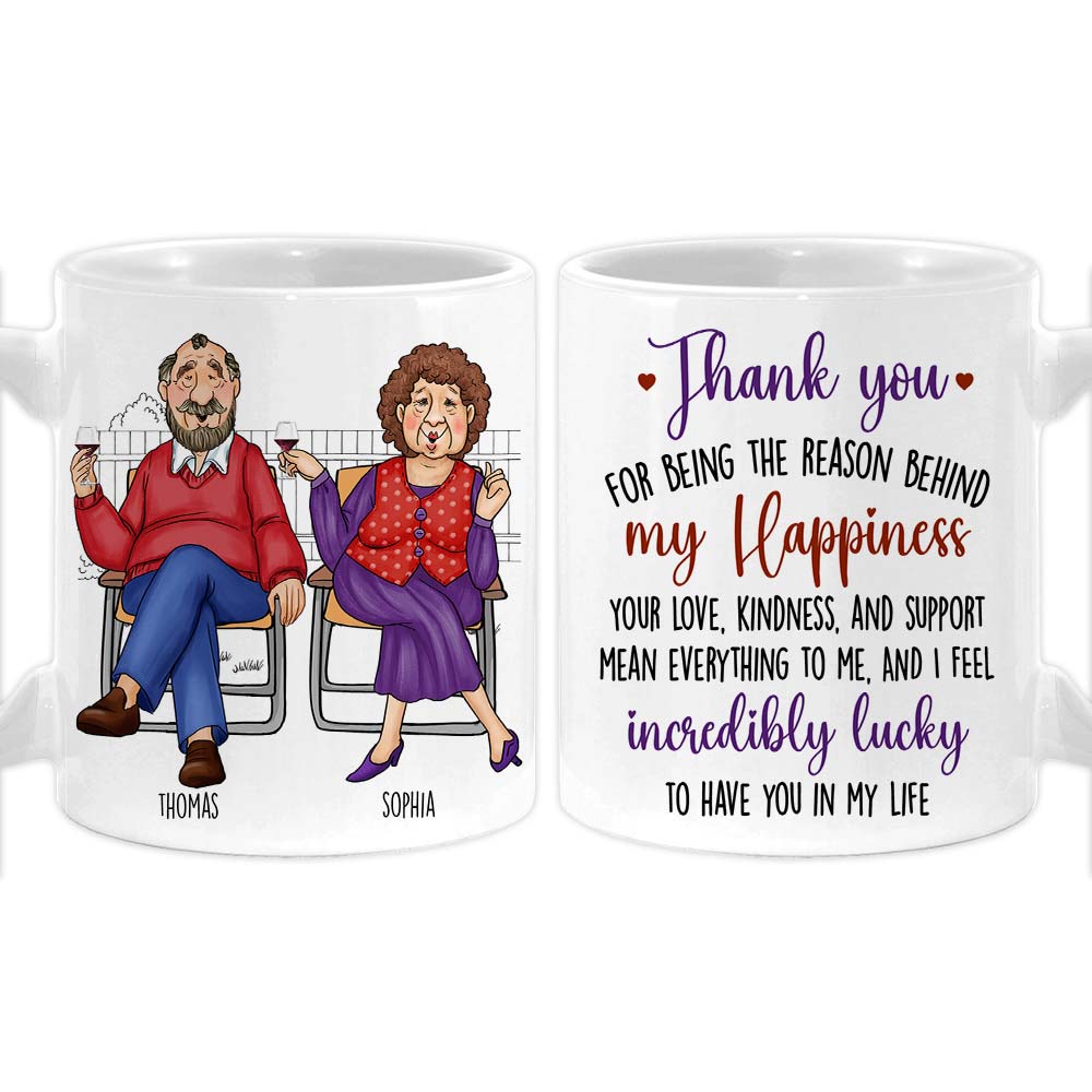 Personalized Couple Gift Thank You For Being The Reason Behind My Happiness Mug 31165 Primary Mockup
