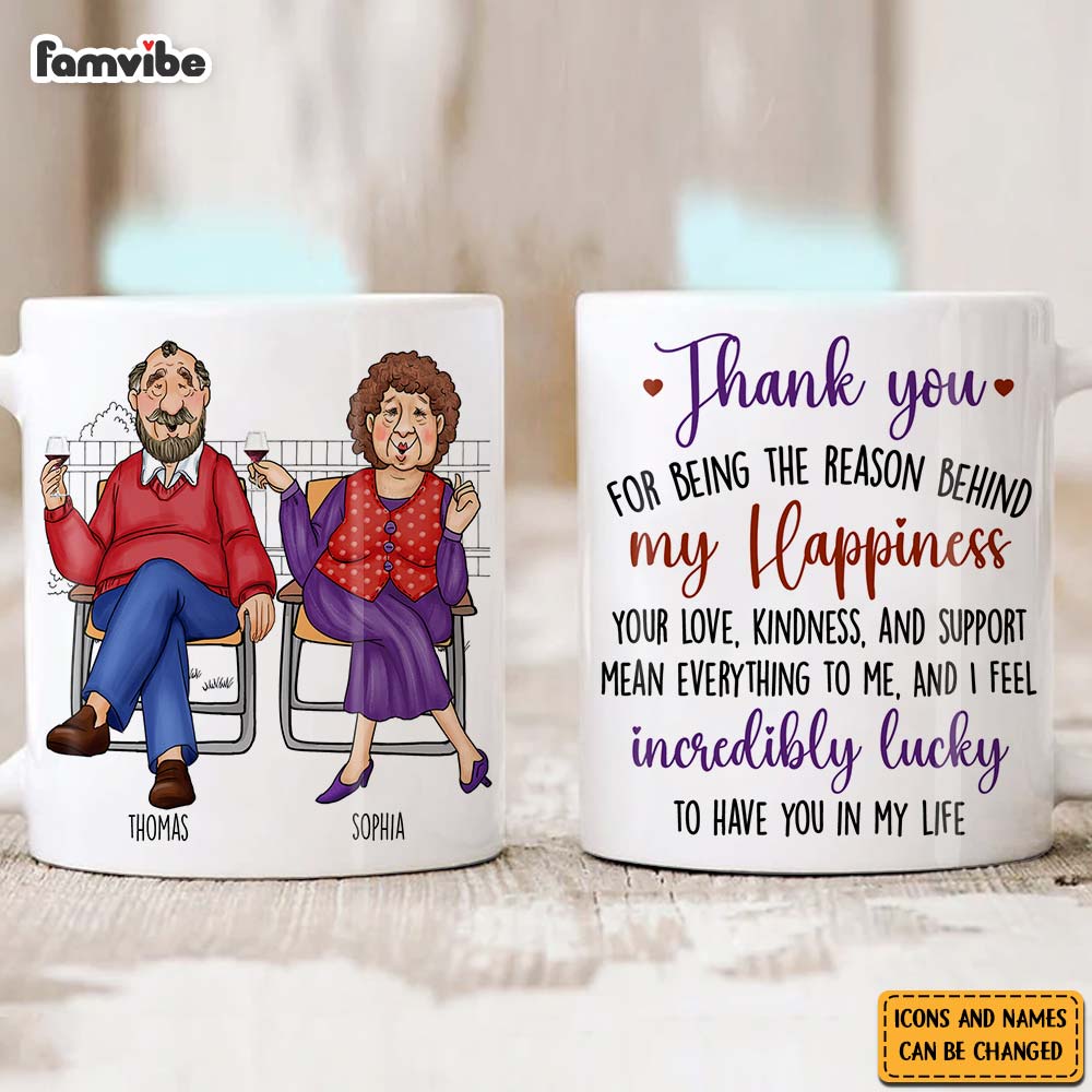 Personalized Couple Gift Thank You For Being The Reason Behind My Happiness Mug 31165 Primary Mockup