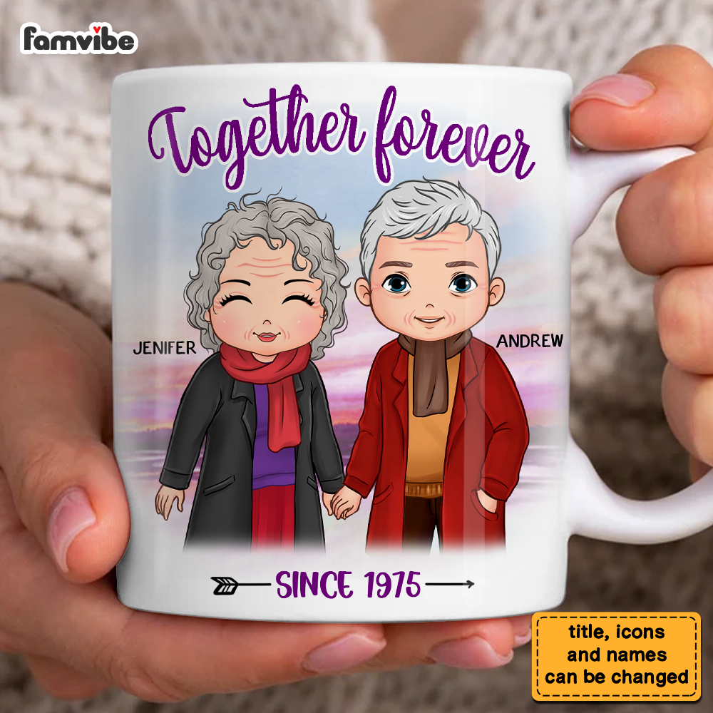 Personalized Old Couple Gift Together Forever Mug 31176 Primary Mockup
