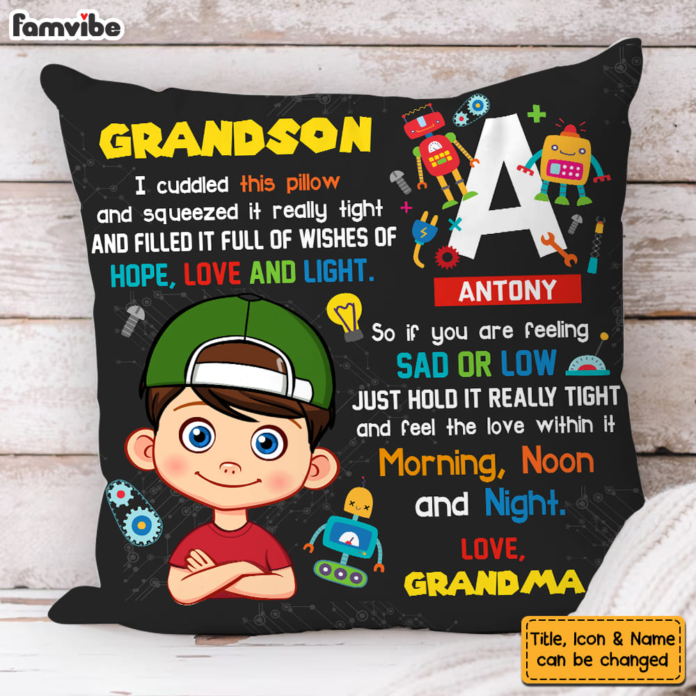 Personalized Gift For Grandson Robot Theme Pillow 31214 Primary Mockup