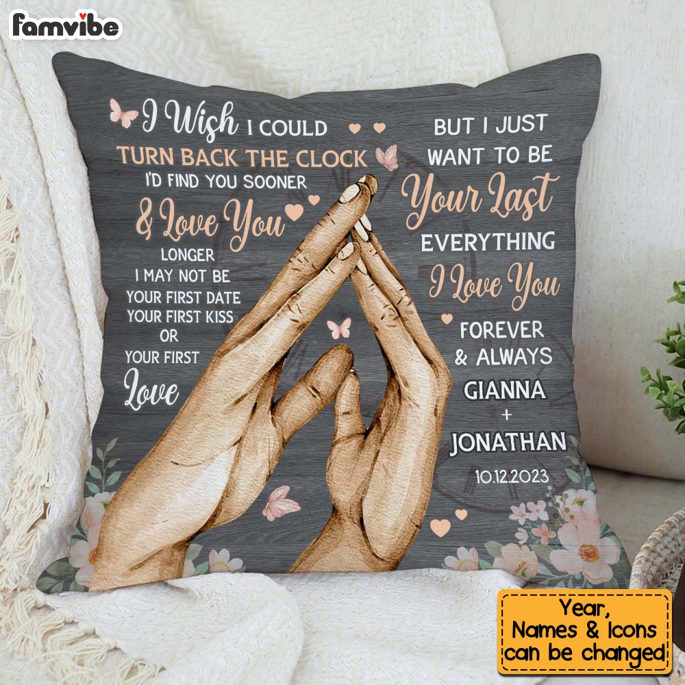 Personalized Gift For Gift For Couple Anniversary Turn Back The Clock Pillow 31251 Primary Mockup