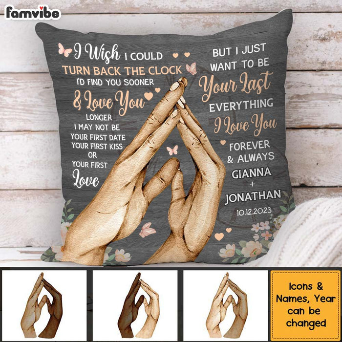 Personalized Gift For Gift For Couple Anniversary Turn Back The Clock Pillow 31251 1