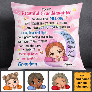 Personalized Gift For Granddaughter To My Granddaughter Kid Moon Pillow 31276 Primary Mockup