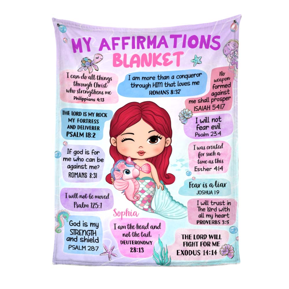 Personalized Gift For Granddaughter Mermaid Affirmations Inspirational Blanket 31290 Primary Mockup
