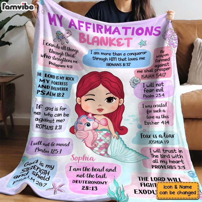 Personalized Gift For Granddaughter Mermaid Affirmations Inspirational Blanket 31290 1