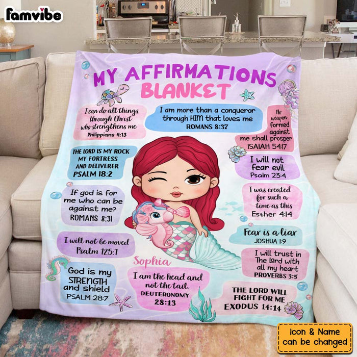 Personalized Gift For Granddaughter Mermaid Affirmations Inspirational Blanket 31290 1