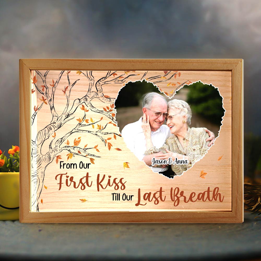 Personalized Couple Gift From Our First Kiss Picture Frame Light Box 31313 Primary Mockup