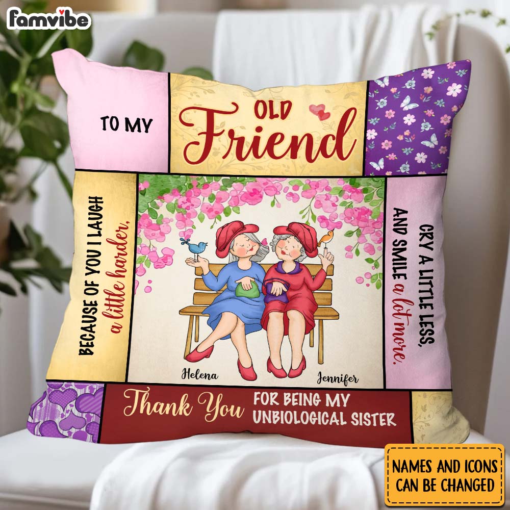 Personalized Friend Gift Thank You For Being My Unbiological Sister Pillow 31331 Primary Mockup