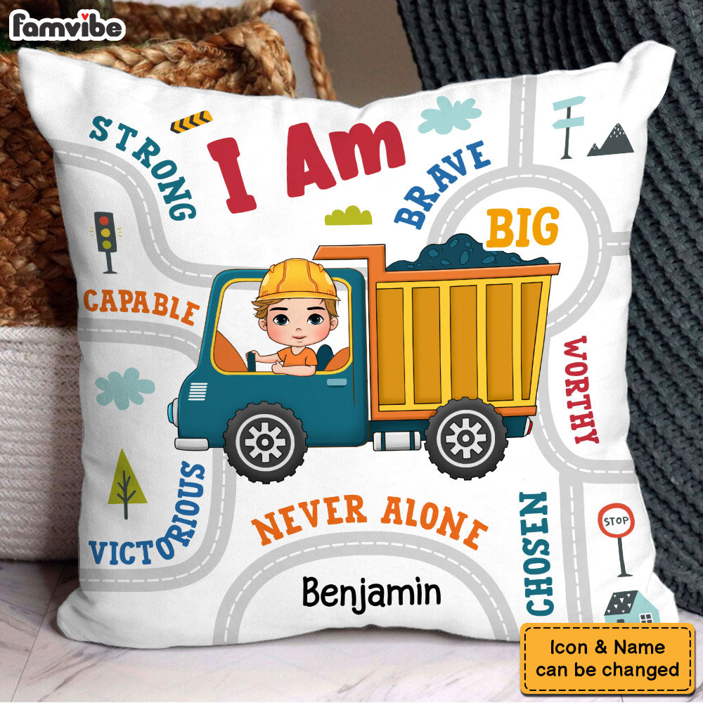 Personalized Grandson Construction Vehicle And Transportation Pillow 31335 Primary Mockup