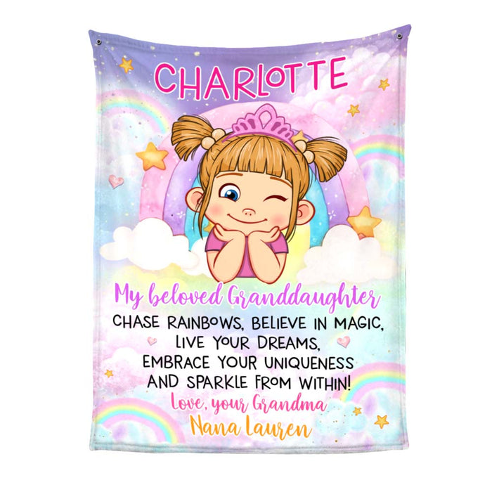 Personalized Gift For Granddaughter Rainbow Blanket 31344 1