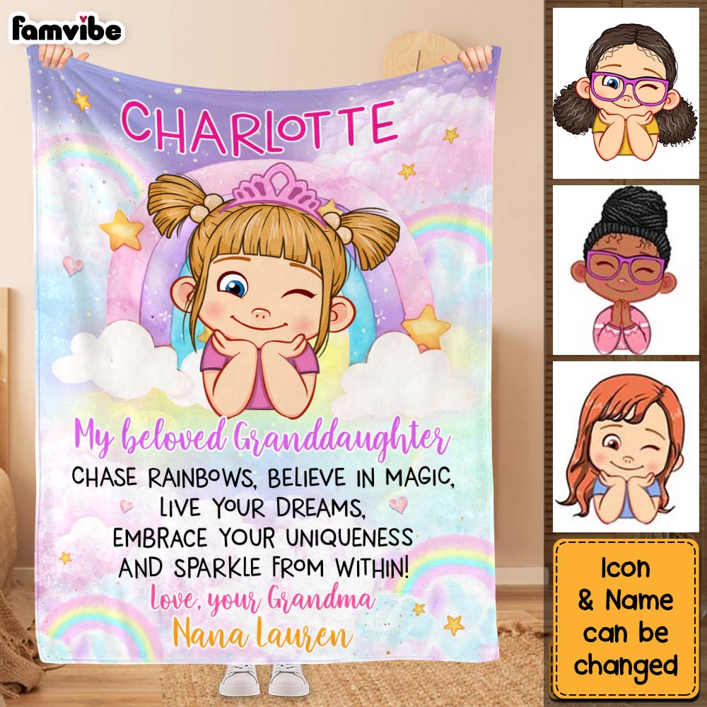 Personalized Gift For Granddaughter Rainbow Blanket 31344 Primary Mockup