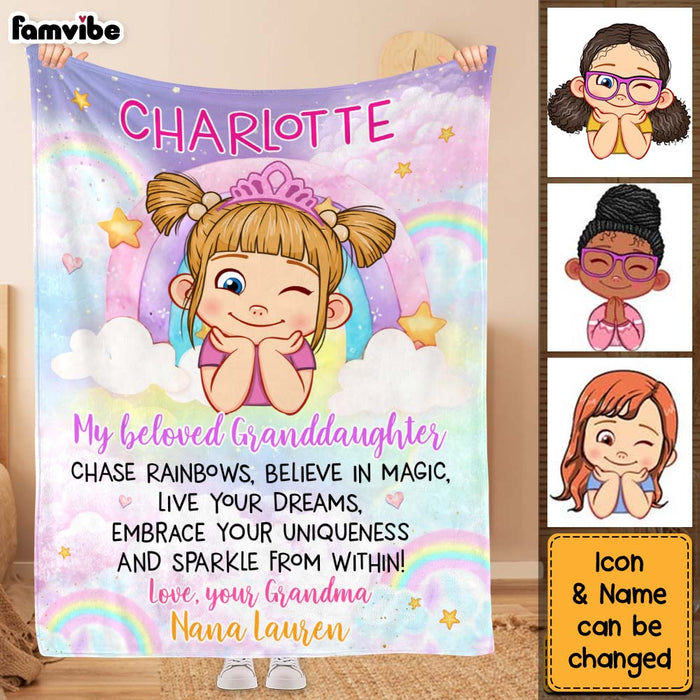 Personalized Gift For Granddaughter Rainbow Blanket 31344 1